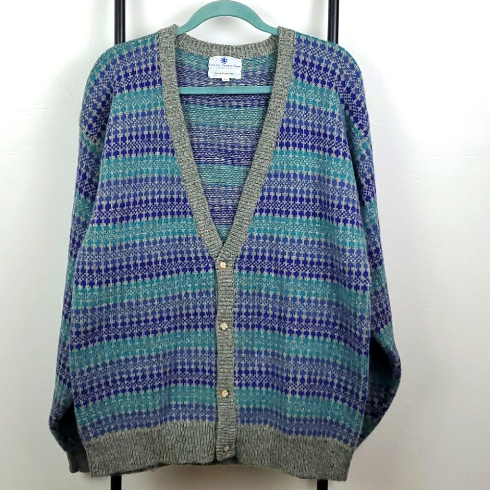 English Sports Shop Bermuda Shetland wool cardigan men size L